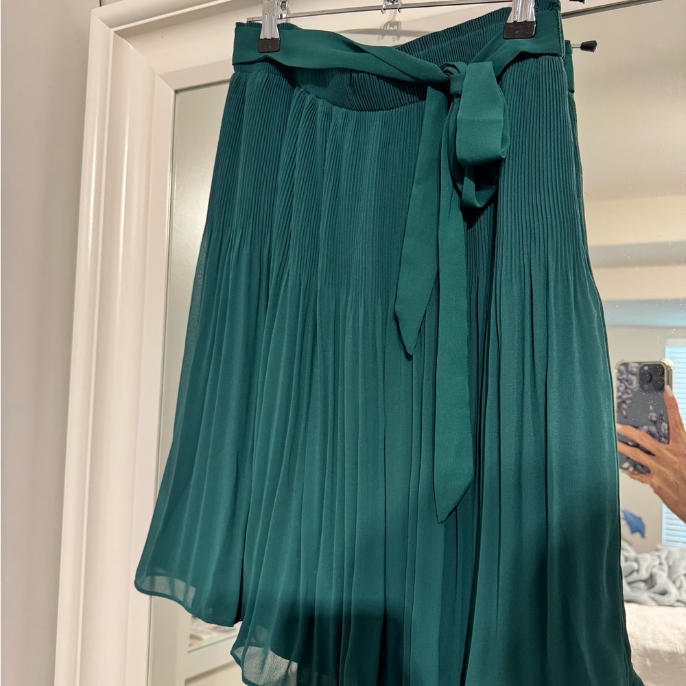 H&M Emerald A-Line Skirt with Tie